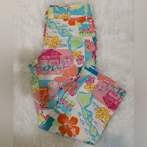 Vintage Lily Pulitzer Hawaiian Printed Capri Pants Size 2 White Tag